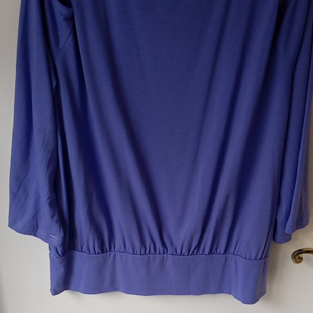 NYC Women's Purple Cold Shoulder 3/4 Sleeve Top - Picture 4 of 6